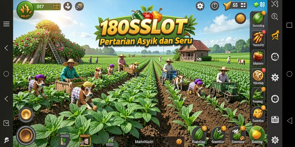 Screenshot gameplay 180SLOT menampilkan aktivitas bertani yang seru.
