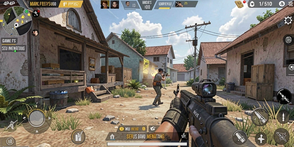 Tampilan gameplay mendebarkan dan intens dalam 4P4P.