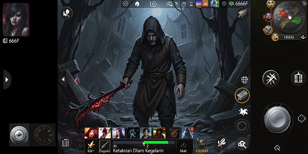 Screenshot gameplay 666F menampilkan suasana Horror yang mencekam dan seram.