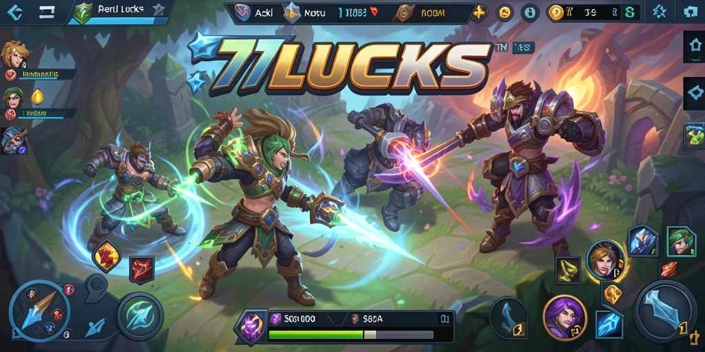 Tangkapan layar gameplay <strong>77LUCKS</strong> menunjukkan aksi seru saat pertempuran berlangsung.