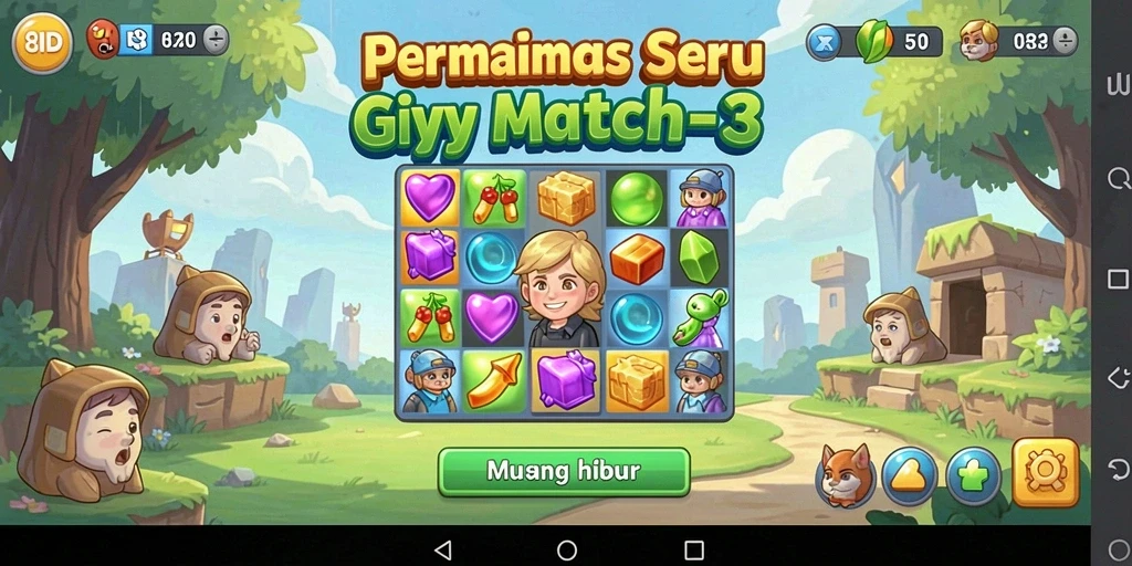 Tampilan gameplay 8ID menampilkan kombinasi warna-warni yang ceria.