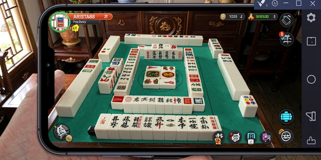 Screenshot ARISTA88 menunjukkan gameplay Mahjong yang menegangkan dan seru.