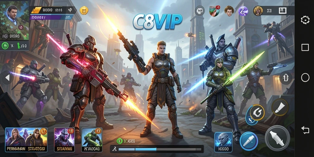 Tampilan gameplay C8VIP yang seru dan strategis.
