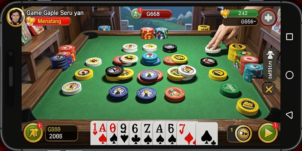 Gameplay G668 yang seru dan penuh strategi dalam permainan Gaple.