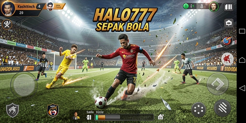 Tampilan gameplay HALO777 yang mendebarkan dalam aksi sepak bola.