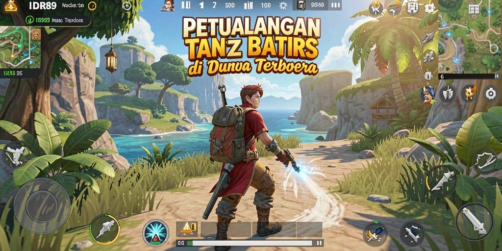 Screenshot menunjukkan karakter menjelajahi dunia luas <strong>IDR89</strong> dengan grafis memukau.