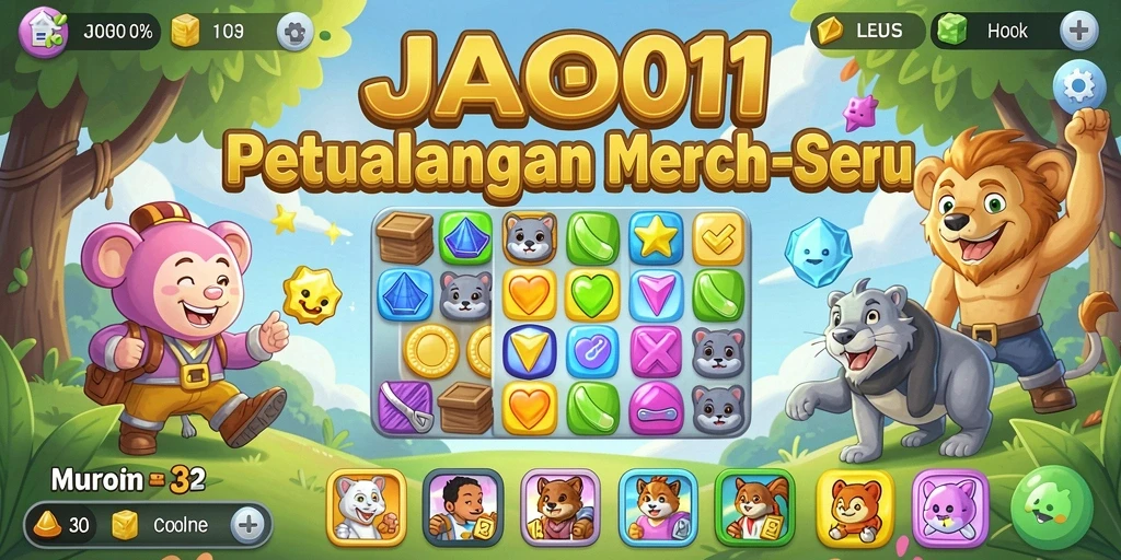 Screenshot utama JAGO11 yang menunjukkan serunya gameplay Match-3.