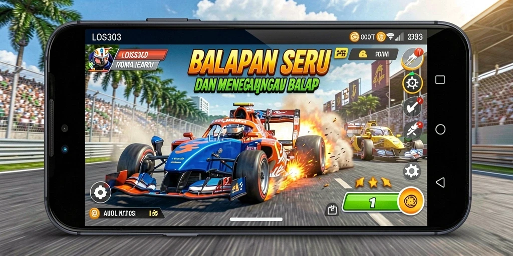 Screenshot dari gameplay balap yang mendebarkan di LOS303.