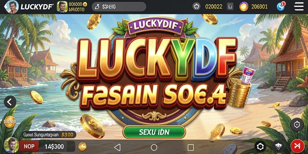 Tampilan gameplay LUCKYDF dengan simbol Slot yang memukau.