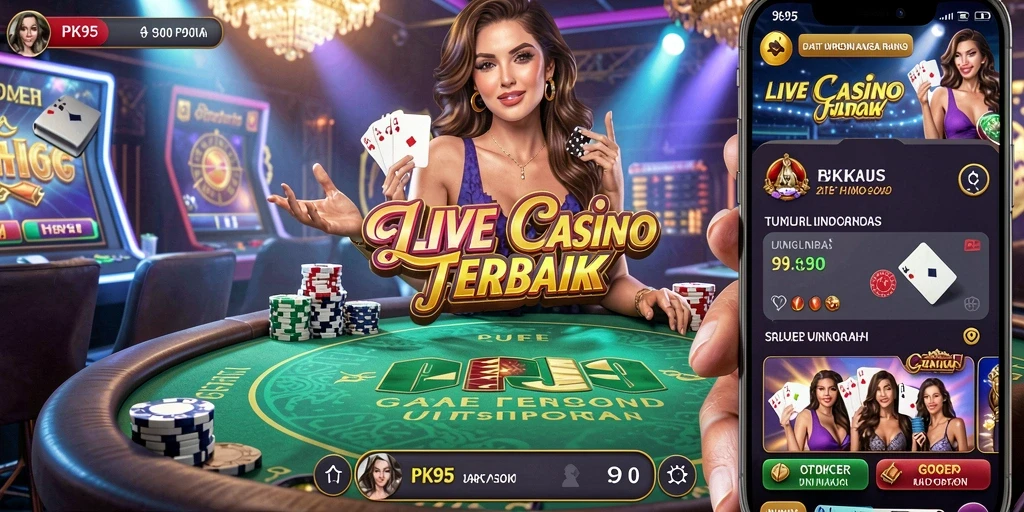 Screenshot gameplay PK95 dengan dealer langsung dan pemain yang aktif.