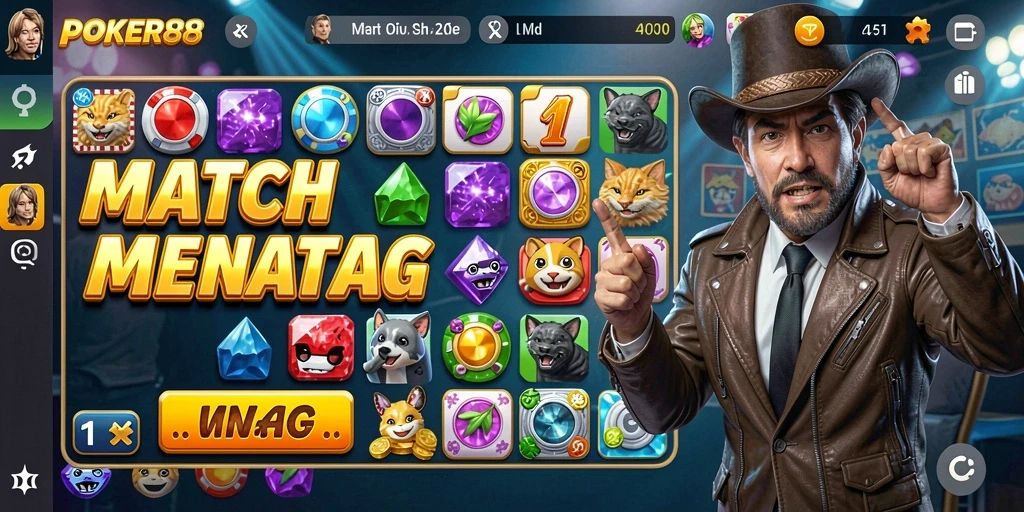Tampilan menarik dari gameplay POKER88 dalam genre Match-3.