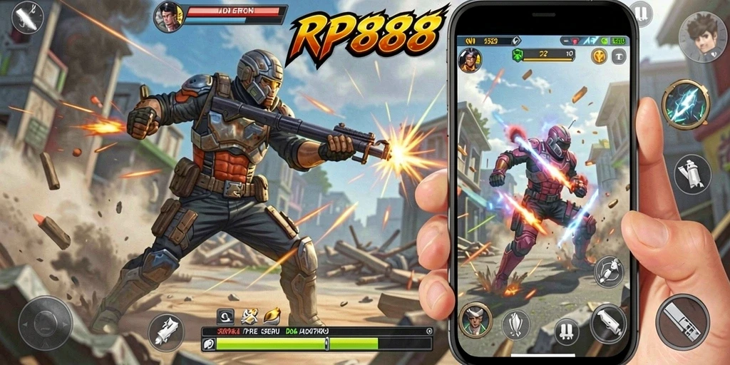 Tangkapan layar menunjukkan aksi seru gameplay RP888.