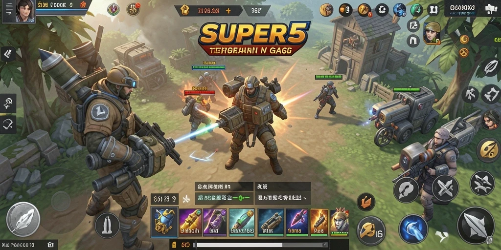 Tampilan gameplay SUPER5 yang menegangkan dan strategis.