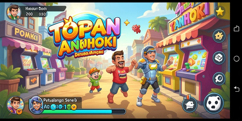 Screenshot gameplay TOPANHOKI menunjukkan aksi seru dan penuh warna.