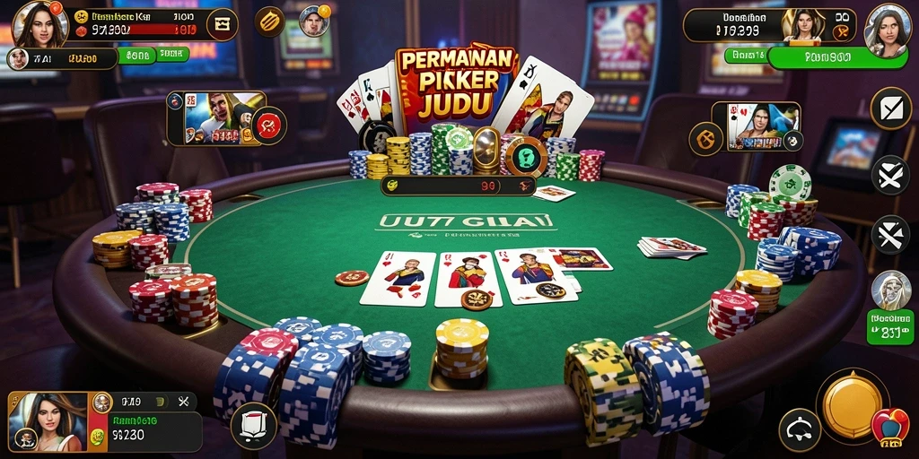 Tampilan utama UH77 menunjukkan aksi seru permainan Poker.
